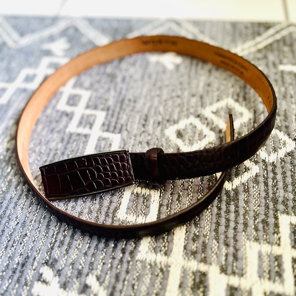 Worth New York Embossed Crocodile Genuine Leather Belt